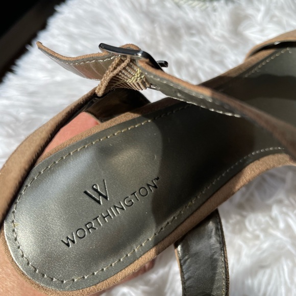 Worthington Taupe Suede Ankle Strap Heels - Picture 8 of 9